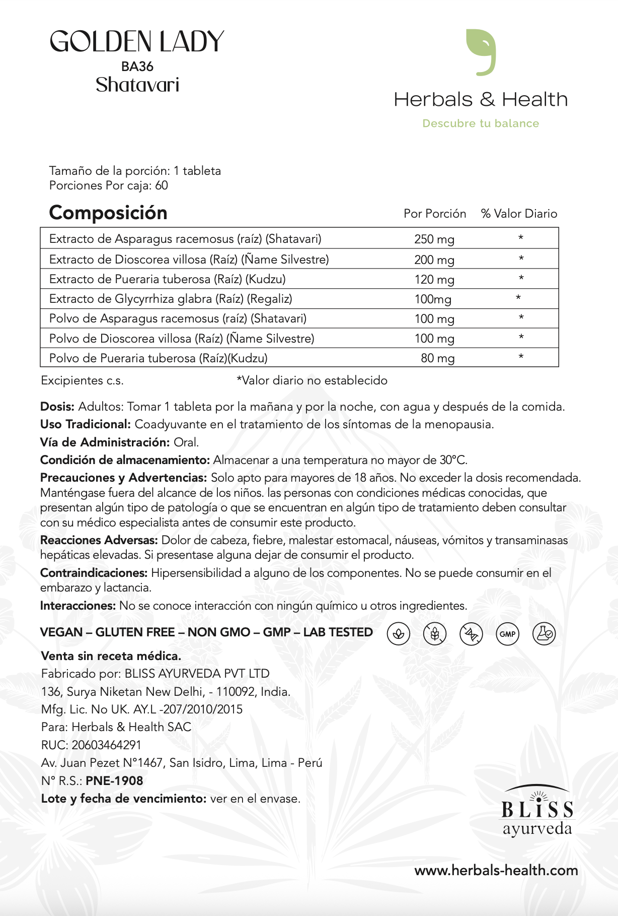 Golden Lady con Registro Sanitario