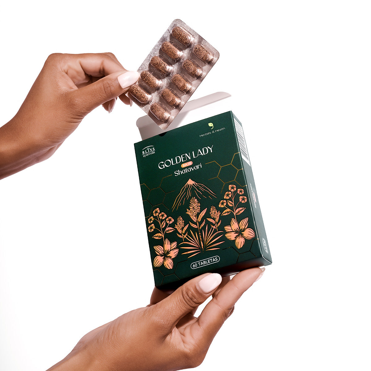 Tableta vegetal Golden Lady 1000mg fórmula ayurvédica